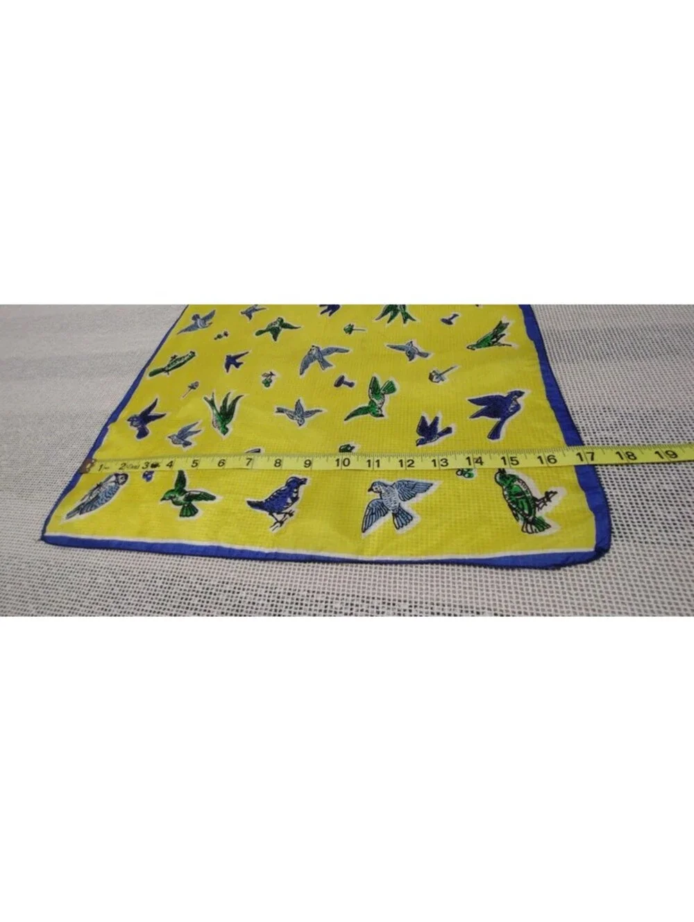 Vintage 1950s Pure Silk Handkerchief Birds Scarf TRI COLOR BIRDIES Rockabilly